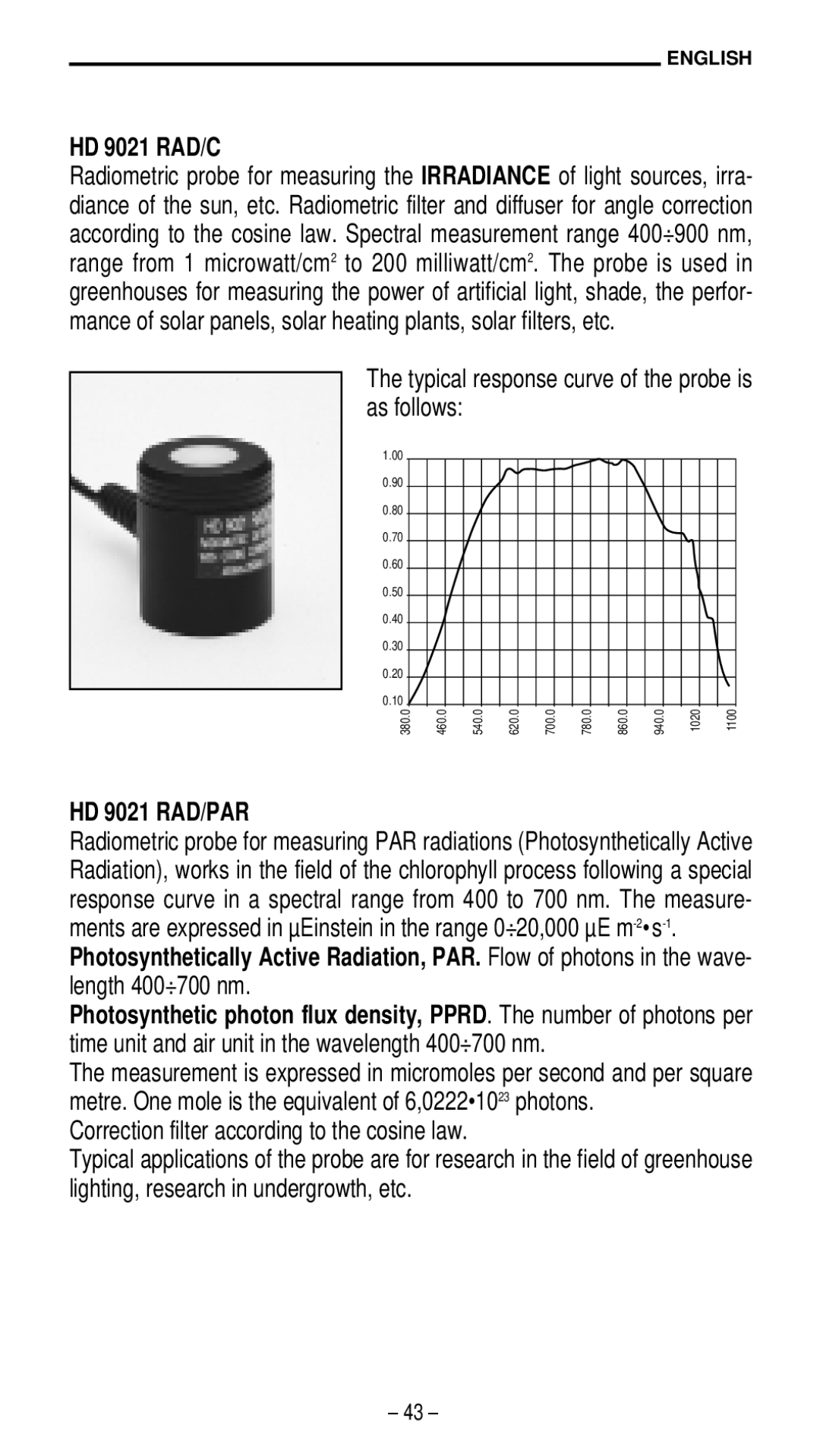 Quantum manual HD 9021 RAD/C, HD 9021 RAD/PAR 