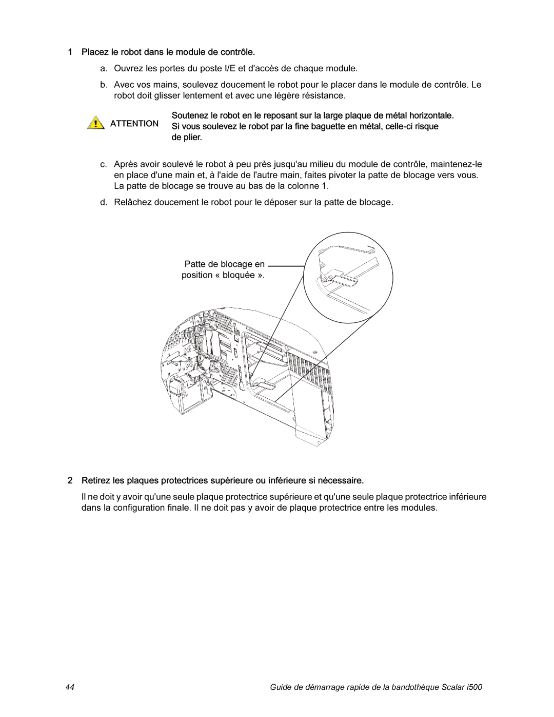 Quantum i500 manual Guide de démarrage rapide de la bandothèque Scalar 