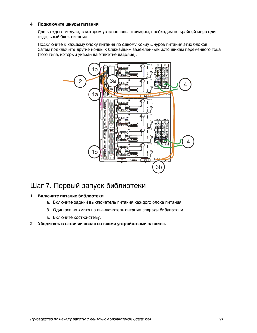 Quantum i500 manual Шаг 7. Первый запуск библиотеки, Подключите шнуры питания 