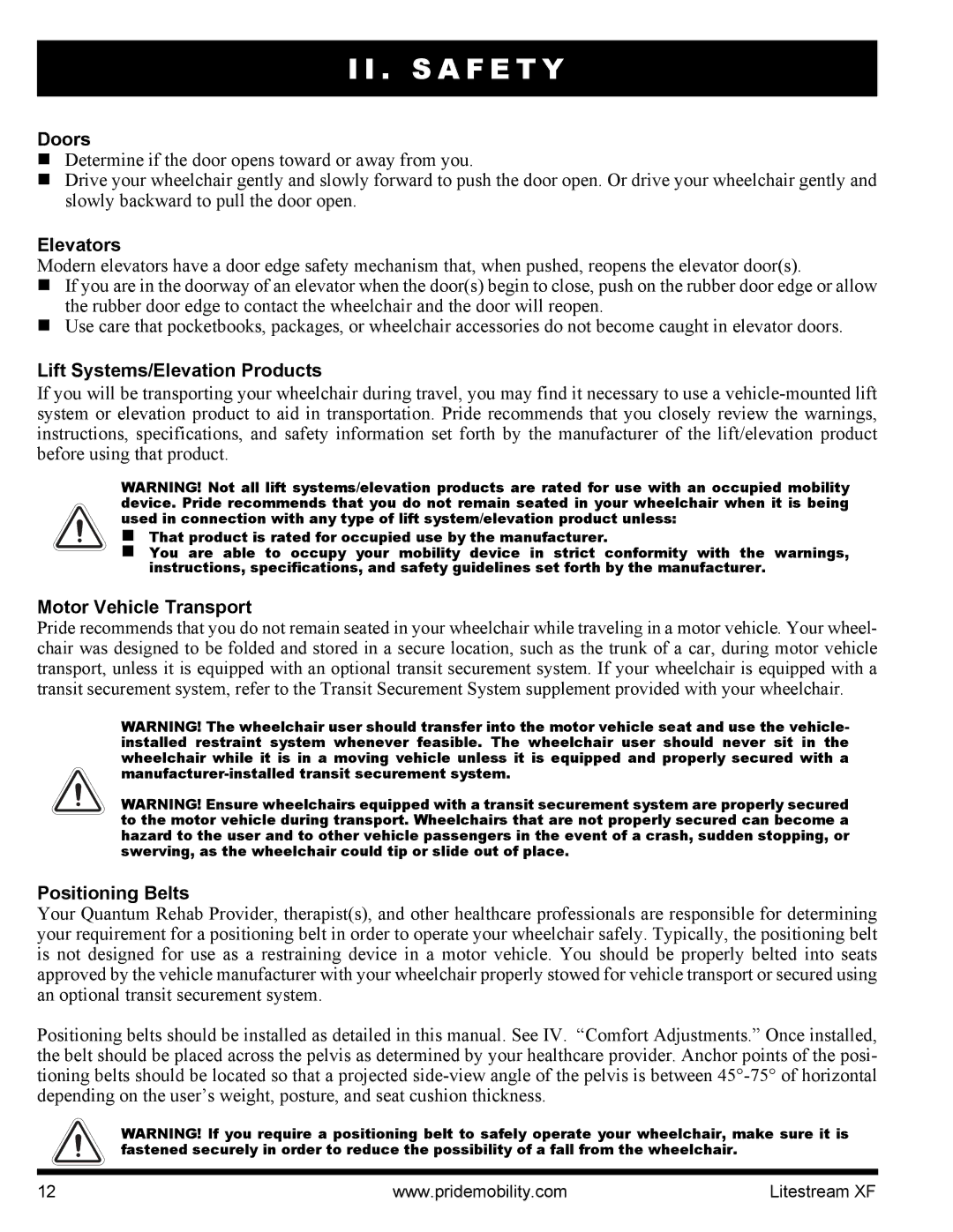 Quantum INFMANU2788 manual Doors, Elevators, Lift Systems/Elevation Products, Motor Vehicle Transport, Positioning Belts 