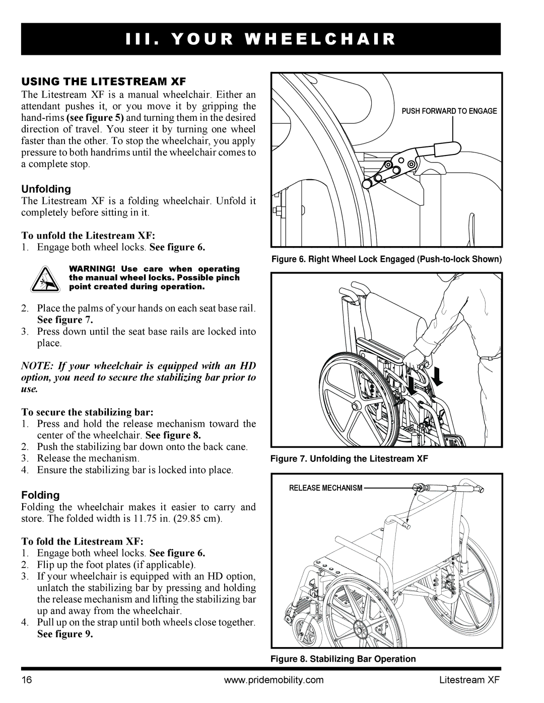 Quantum INFMANU2788 manual Using the Litestream XF, Unfolding, Folding 