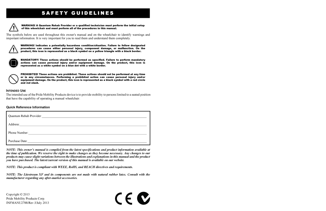 Quantum INFMANU2788 manual F E T Y G U I D E L I N E S, Quick Reference Information 