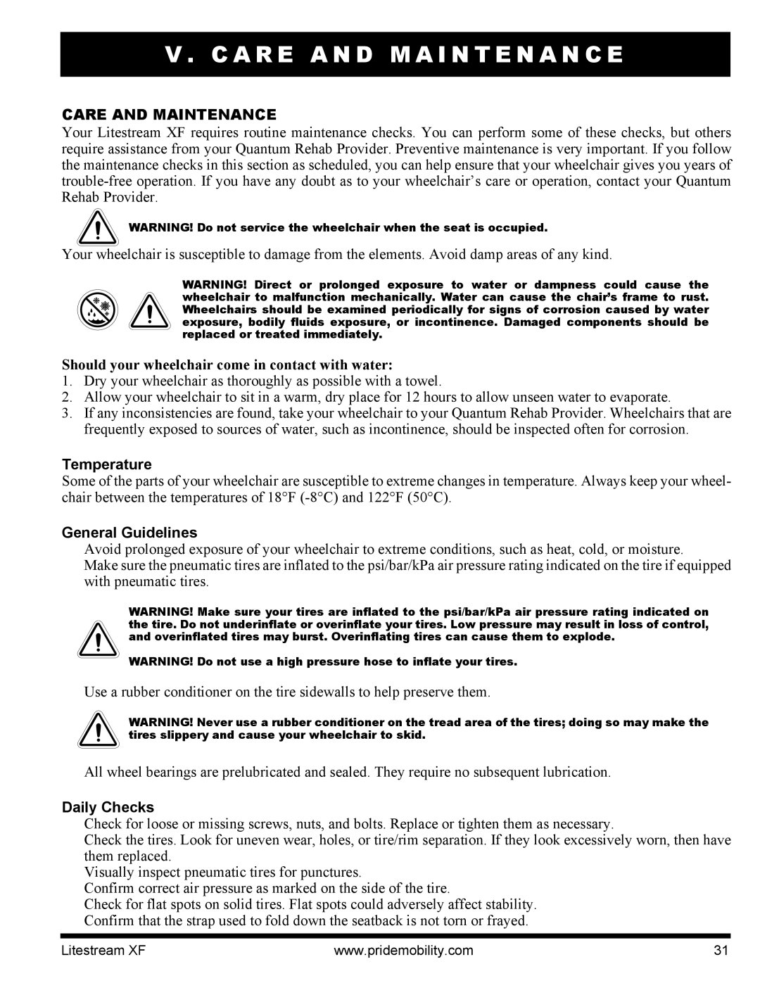 Quantum INFMANU2788 A R E a N D M a I N T E N a N C E, Care and Maintenance, Temperature, General Guidelines, Daily Checks 