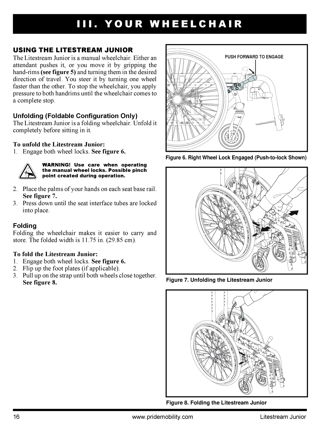 Quantum INFMANU4169 manual Using the Litestream Junior, Unfolding Foldable Configuration Only, Folding 