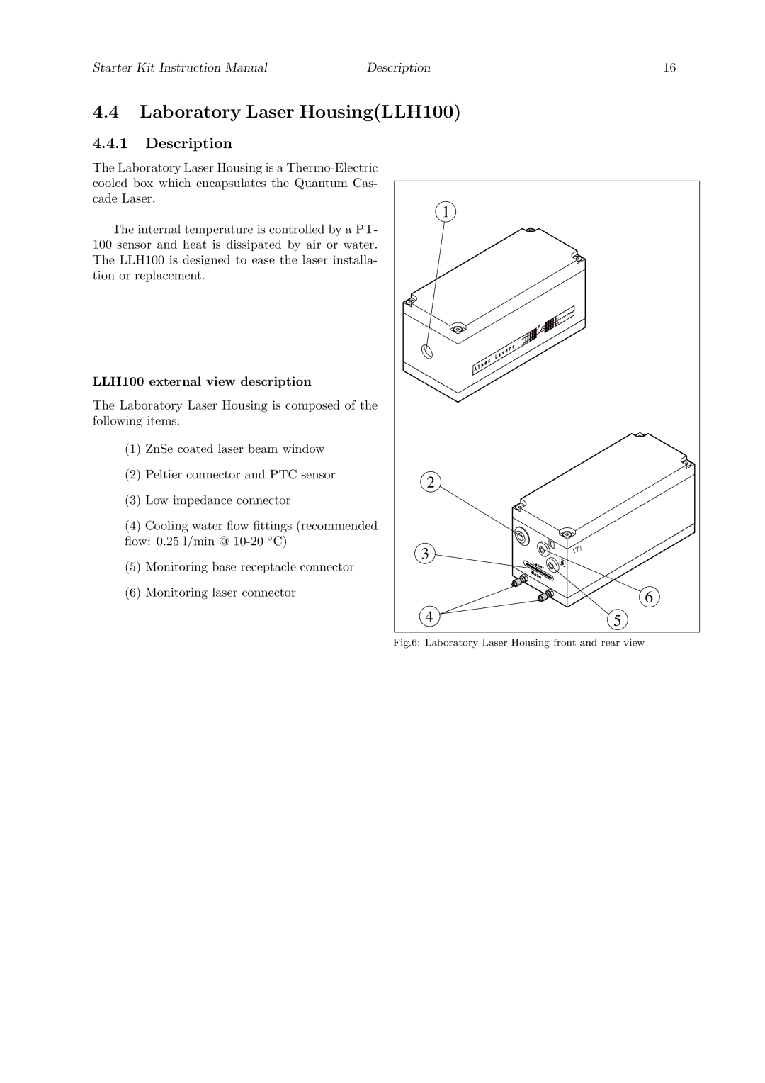 Quantum Instruments Cascade Laser Starter Kit manual Laboratory Laser HousingLLH100, LLH100 external view description 