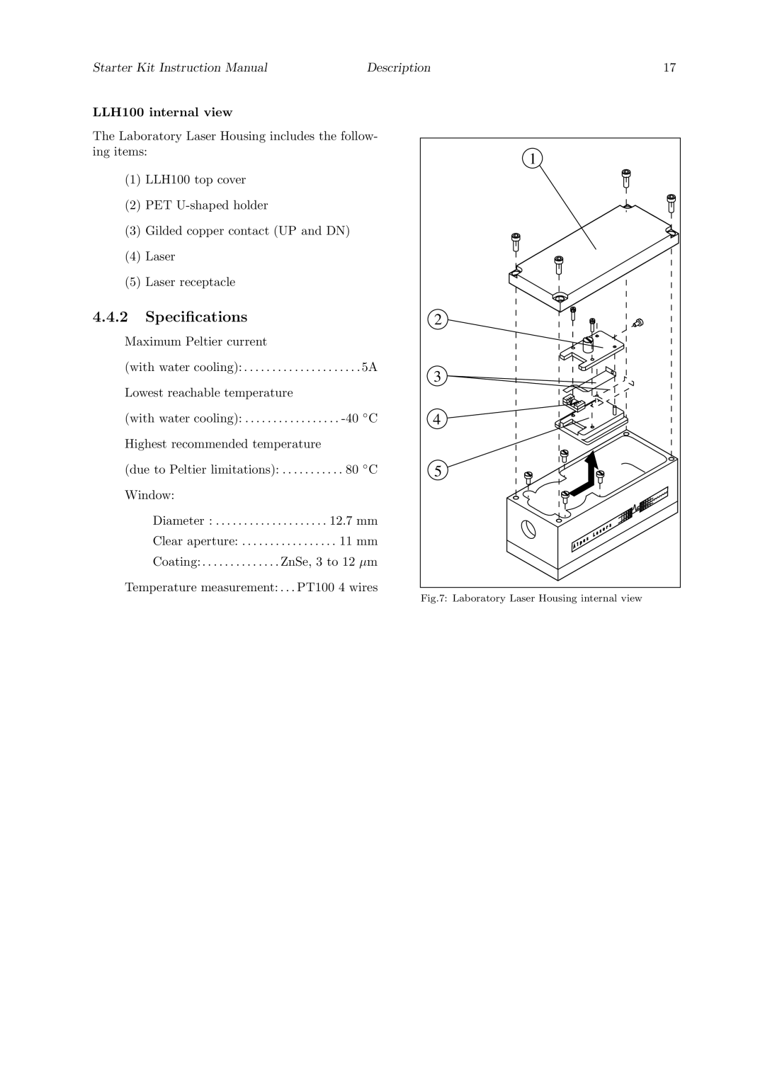 Quantum Instruments Cascade Laser Starter Kit manual LLH100 internal view, Laboratory Laser Housing internal view 