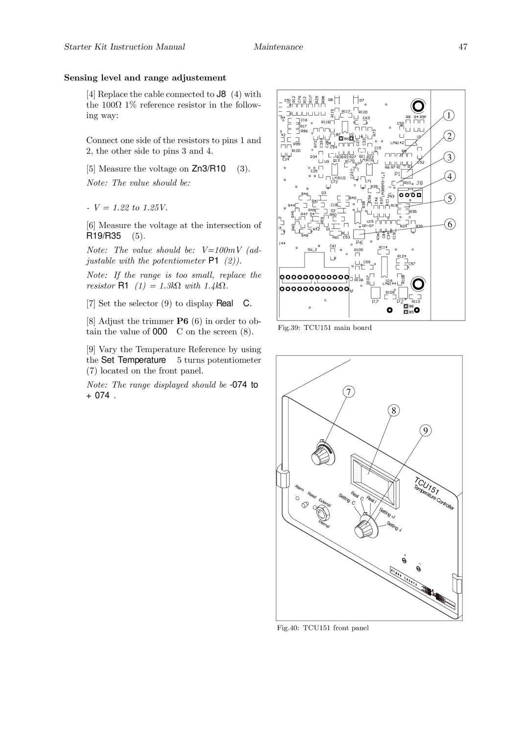 Quantum Instruments Cascade Laser Starter Kit manual Sensing level and range adjustement, = 1.22 to 