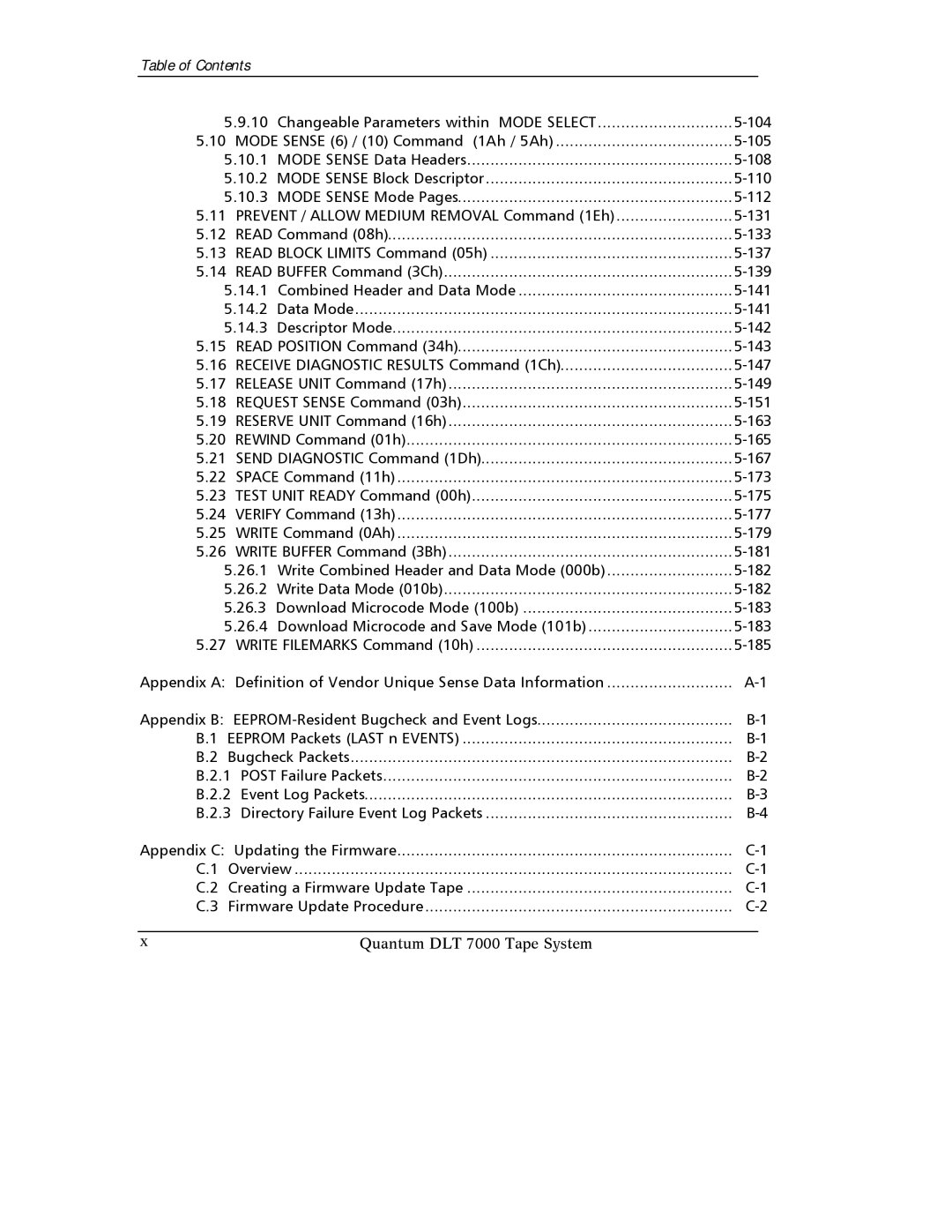 Quantum Instruments DLT 7000 Changeable Parameters within Mode Select 104, 105, 10.1, 108, 10.2, 110, 131, 137, 139, 143 