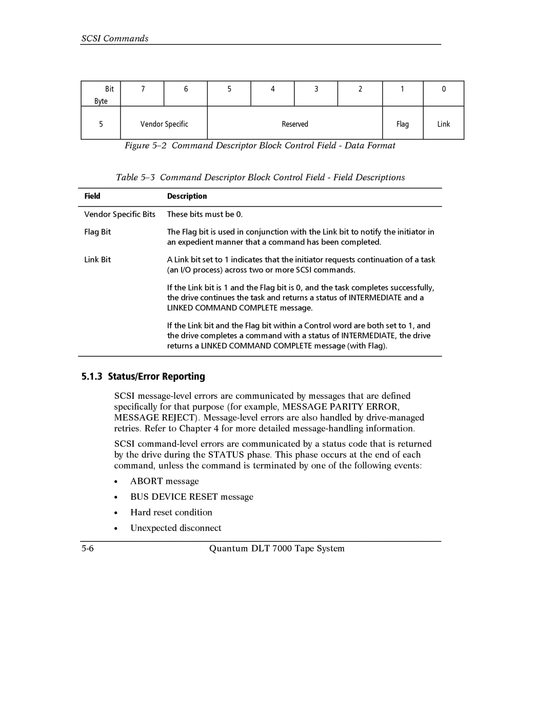 Quantum Instruments DLT 7000 manual Status/Error Reporting 