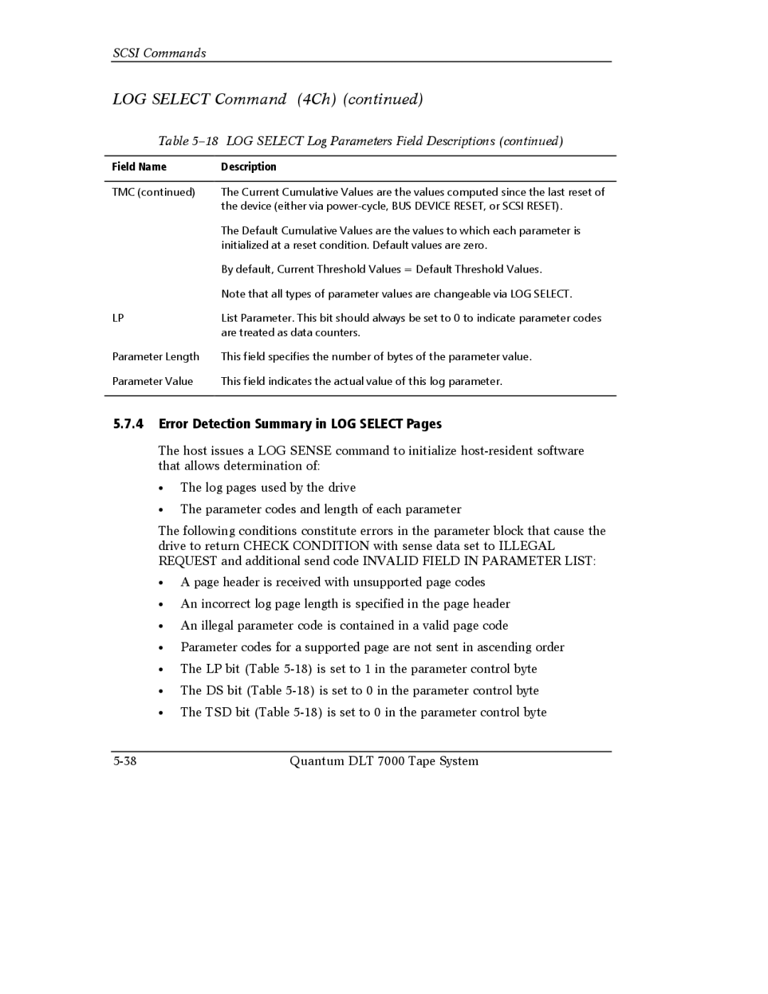 Quantum Instruments DLT 7000 manual Error Detection Summary in LOG Select Pages 