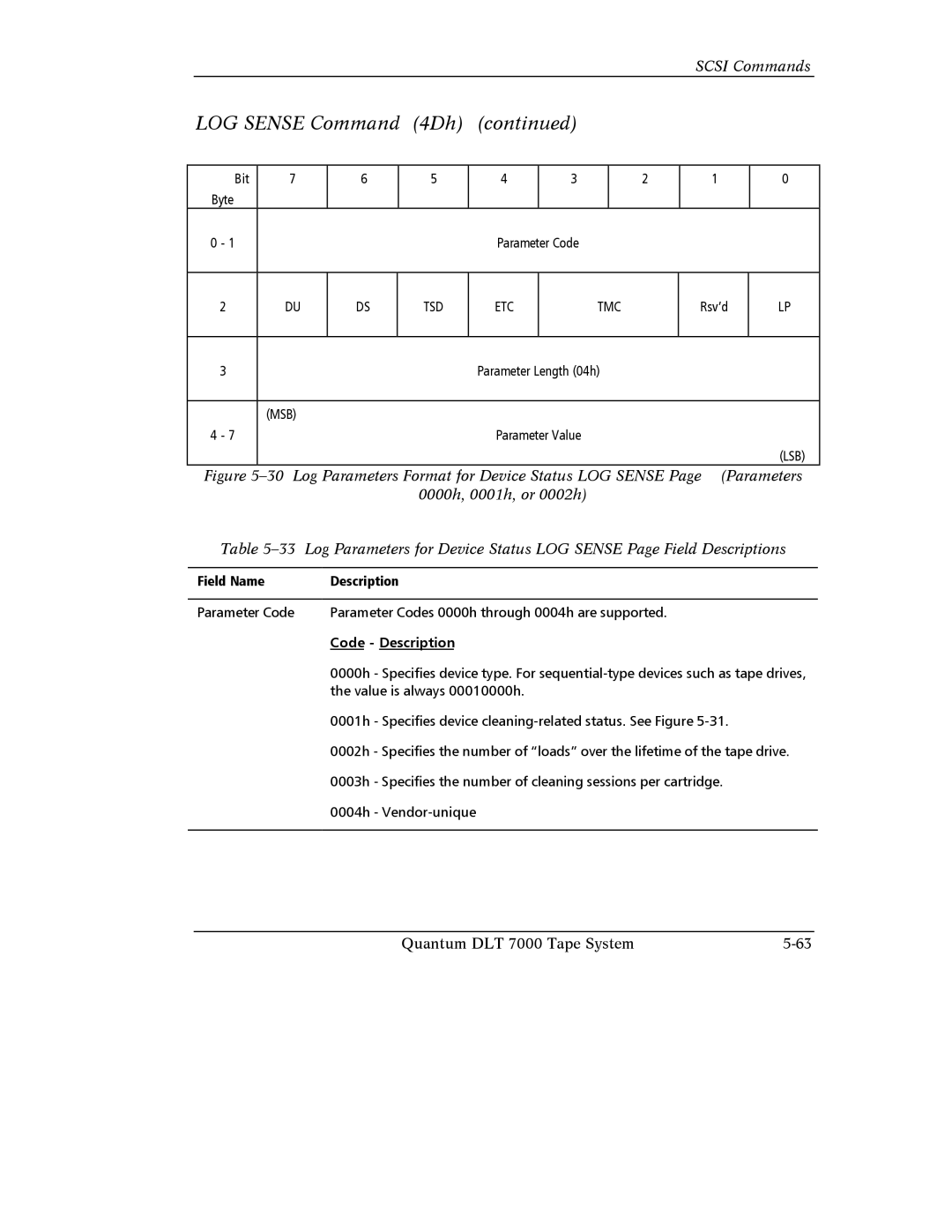 Quantum Instruments DLT 7000 manual Code Description 