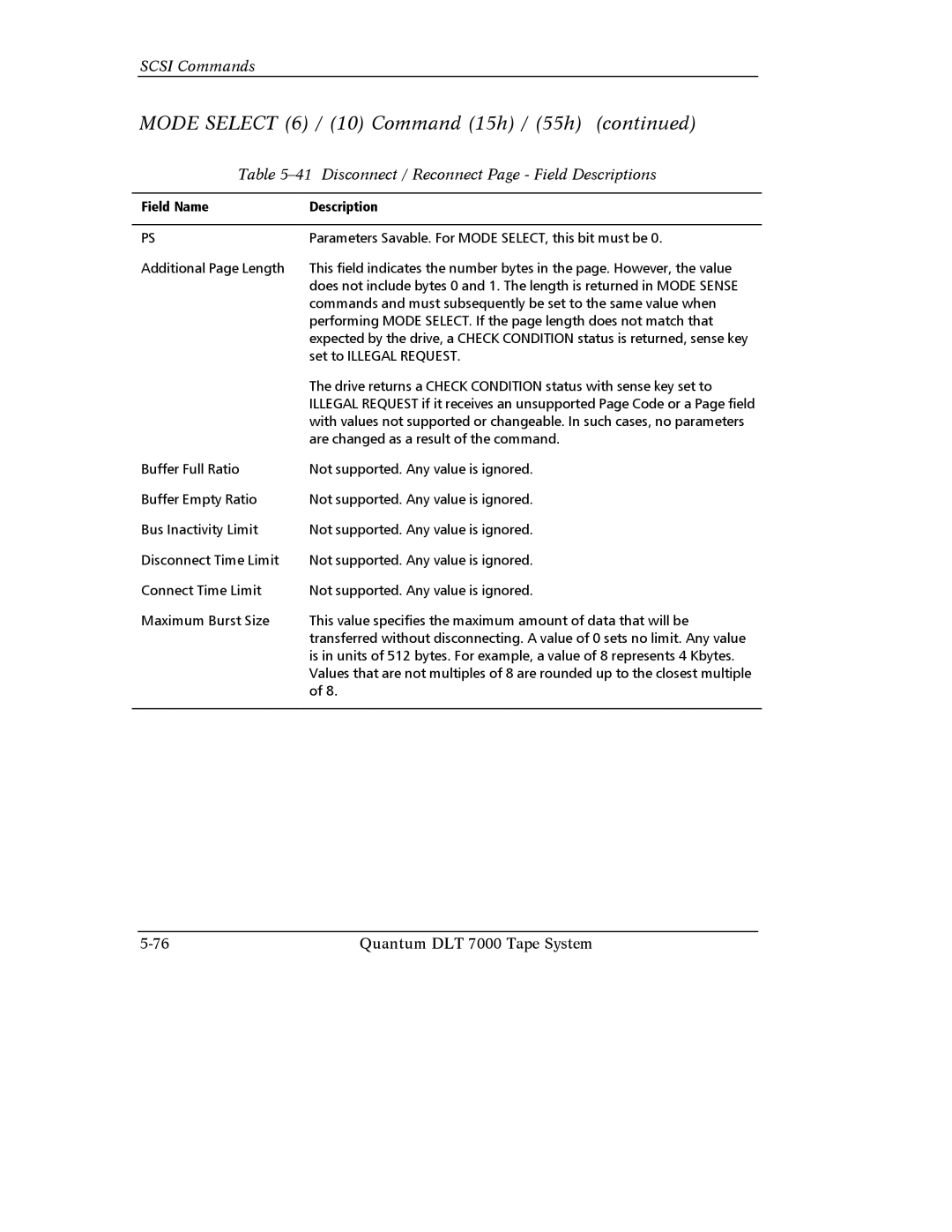 Quantum Instruments DLT 7000 manual Disconnect / Reconnect Page Field Descriptions 