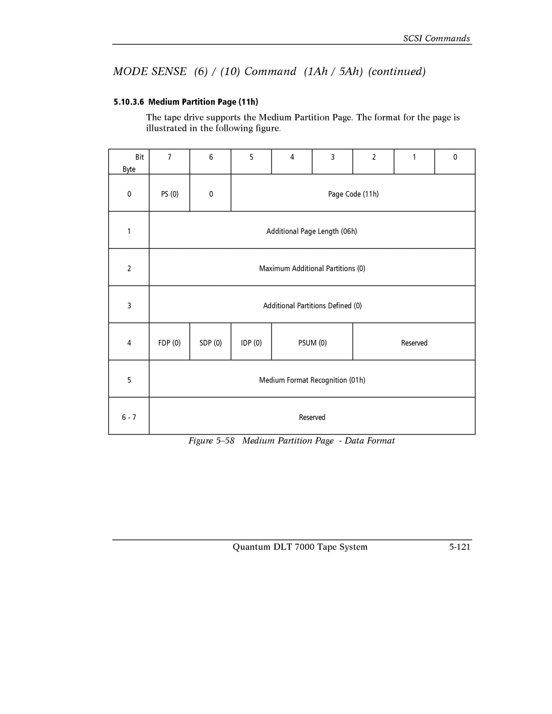 Quantum Instruments DLT 7000 manual Medium Partition Page Data Format 