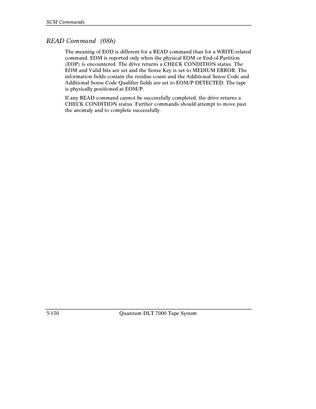 Quantum Instruments DLT 7000 manual Read Command 08h 