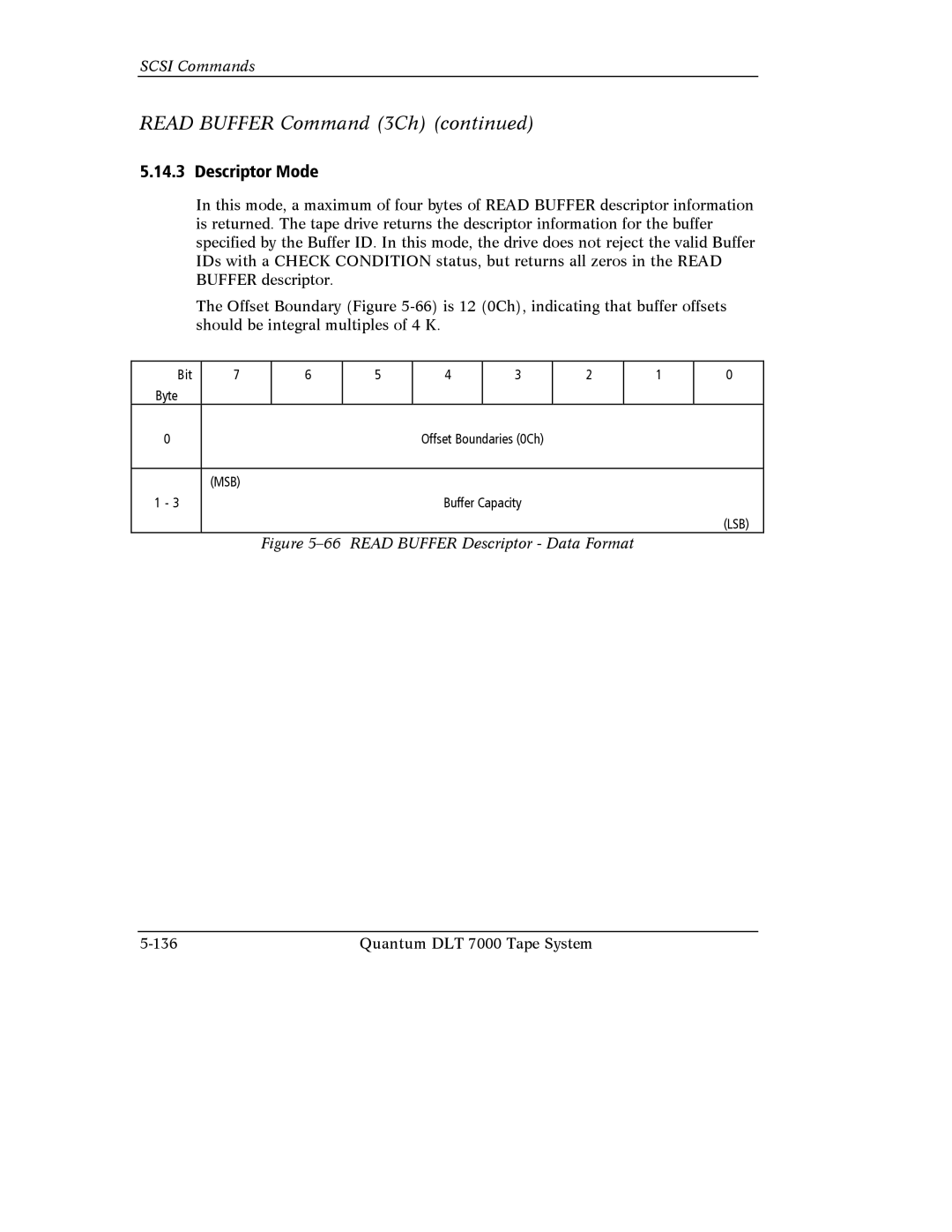 Quantum Instruments DLT 7000 manual Descriptor Mode, Read Buffer Descriptor Data Format 