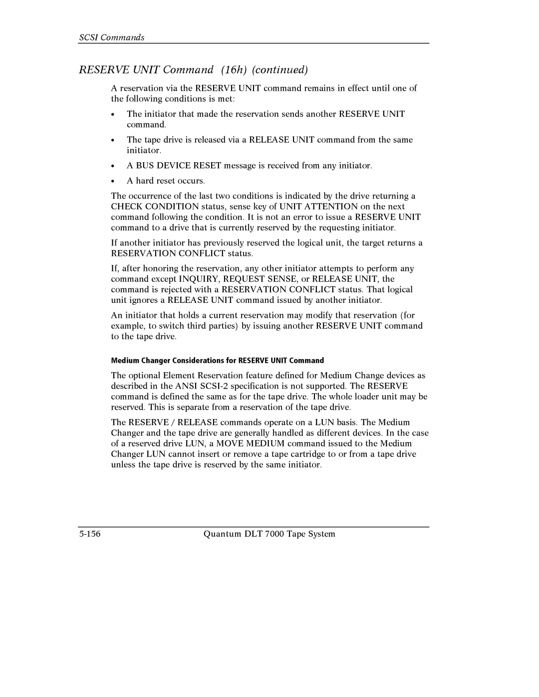 Quantum Instruments DLT 7000 manual Reserve Unit Command 16h 