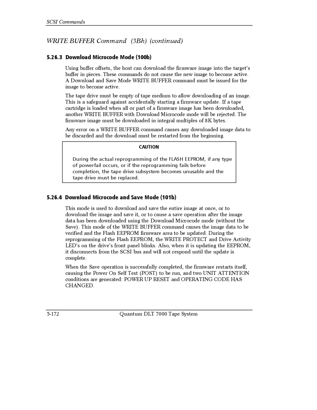 Quantum Instruments DLT 7000 manual Download Microcode Mode 100b, Download Microcode and Save Mode 101b 