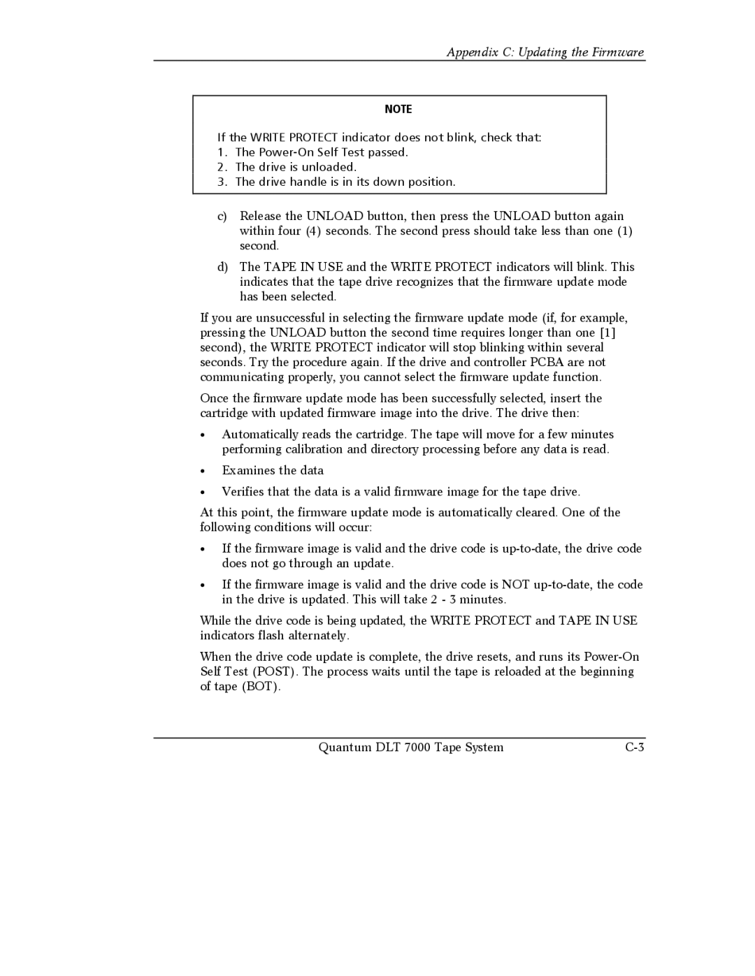 Quantum Instruments DLT 7000 manual Appendix C Updating the Firmware 