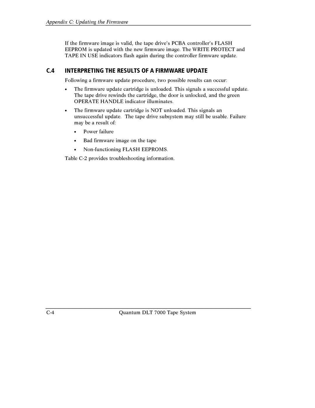 Quantum Instruments DLT 7000 manual Interpreting the Results of a Firmware Update 