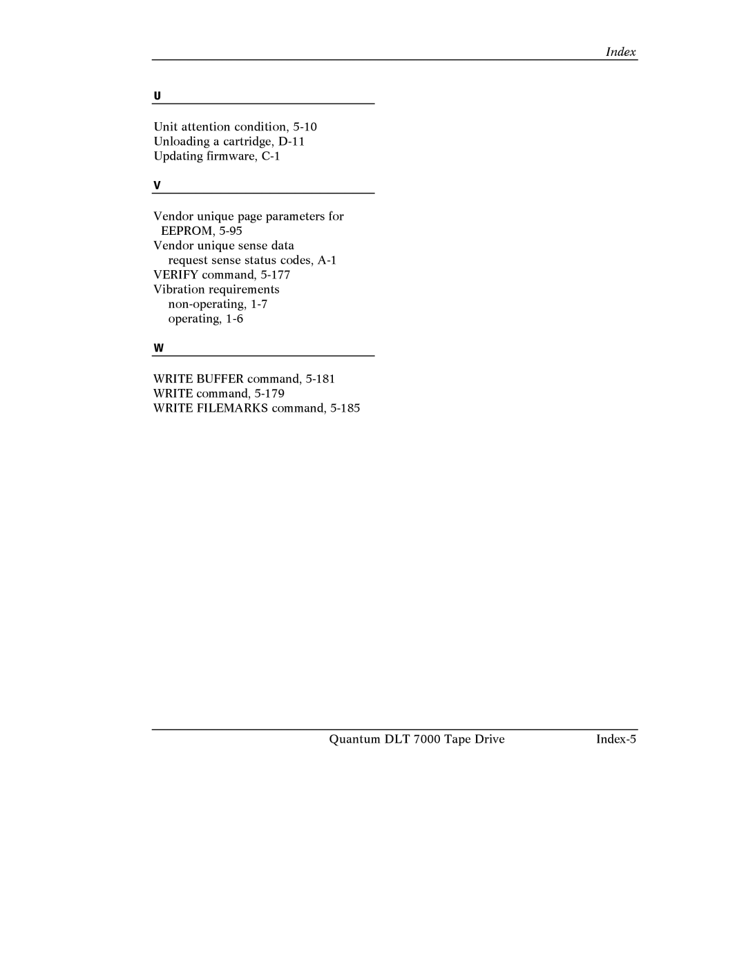 Quantum Instruments DLT 7000 manual Index 