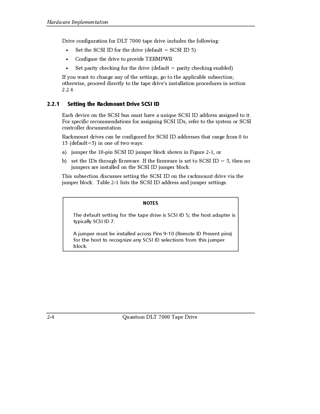 Quantum Instruments DLT 7000 manual Setting the Rackmount Drive Scsi ID 