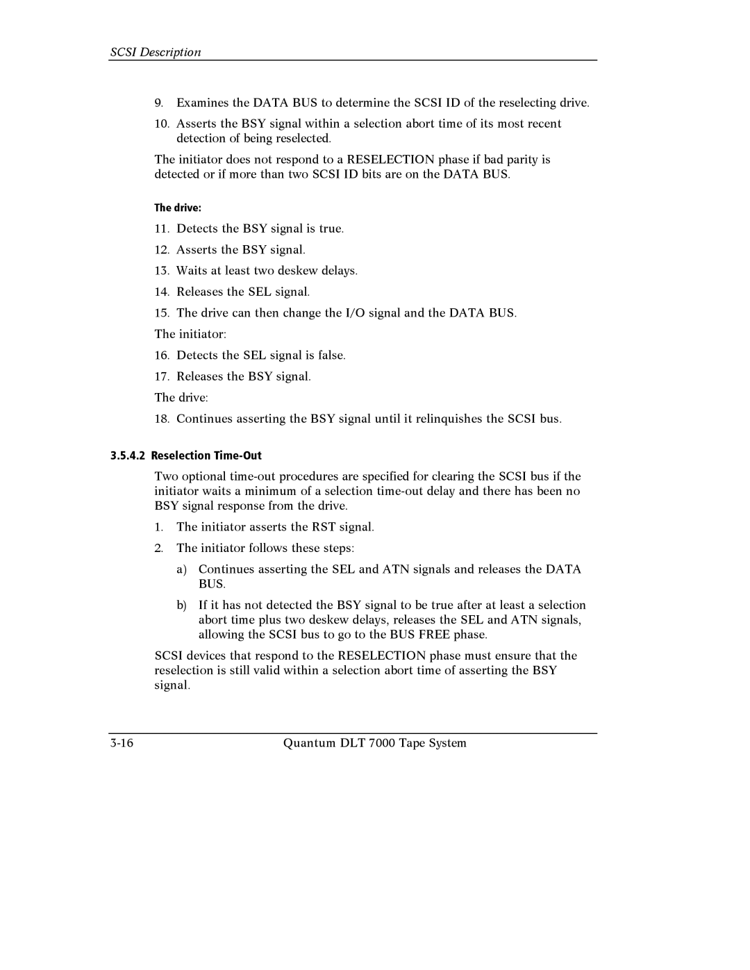 Quantum Instruments DLT 7000 manual Reselection Time-Out 