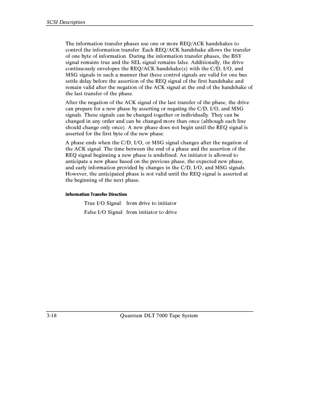 Quantum Instruments DLT 7000 manual Information Transfer Direction 