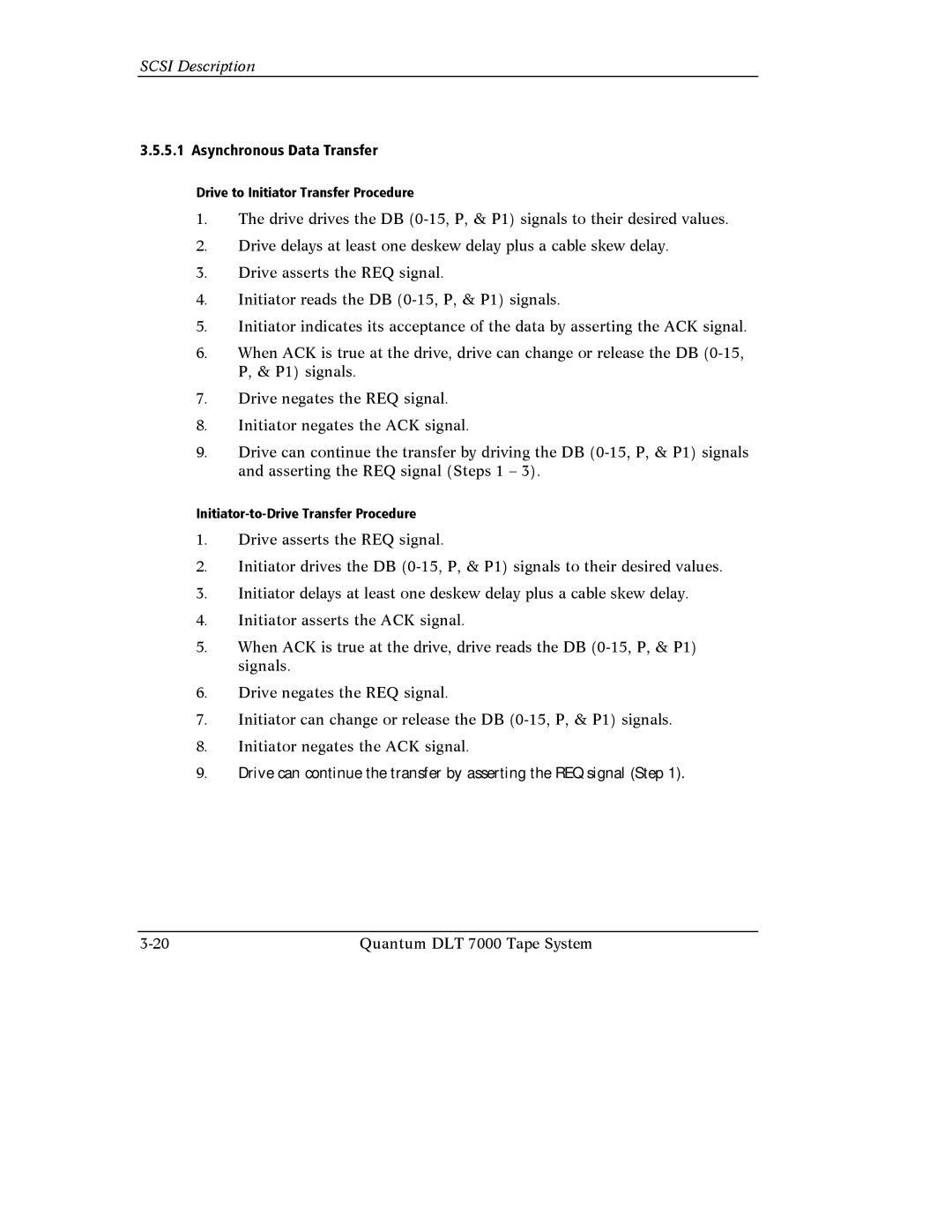 Quantum Instruments DLT 7000 manual Asynchronous Data Transfer 