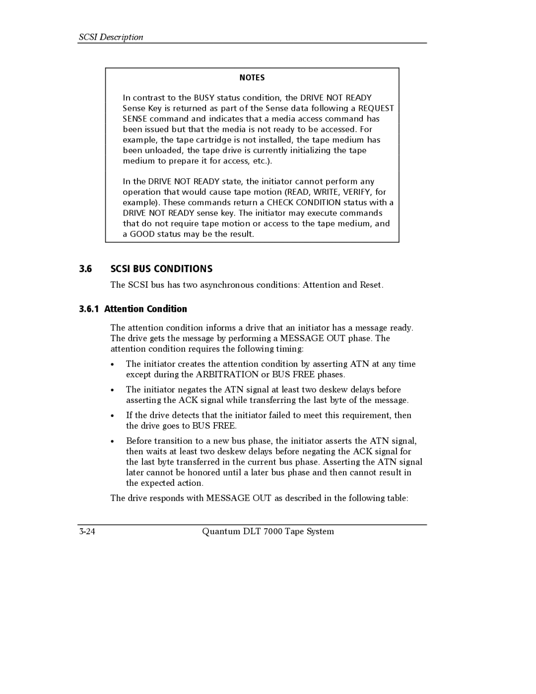 Quantum Instruments DLT 7000 manual Scsi BUS Conditions 