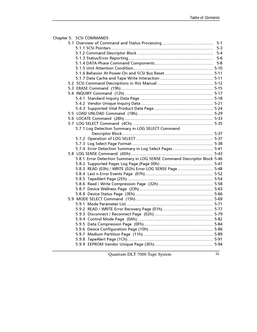 Quantum Instruments DLT 7000 manual Overview of Command and Status Processing, Supported Pages Log Page Page 00h 