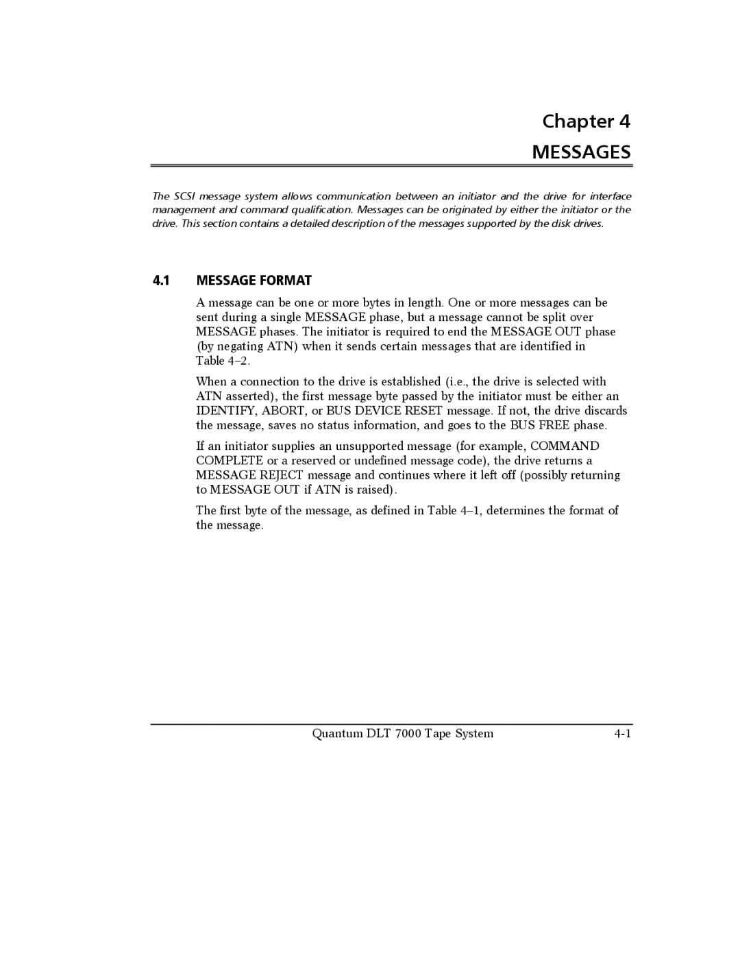 Quantum Instruments DLT 7000 manual Messages, Message Format 