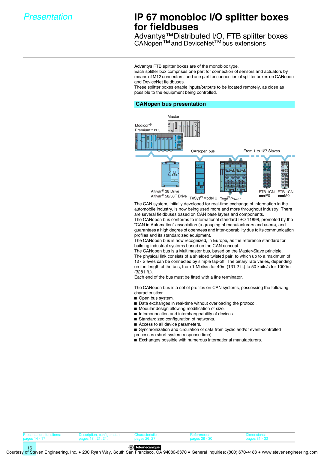 Quantum Instruments Splitter Boxes manual CANopen and DeviceNet bus extensions, CANopen bus presentation 