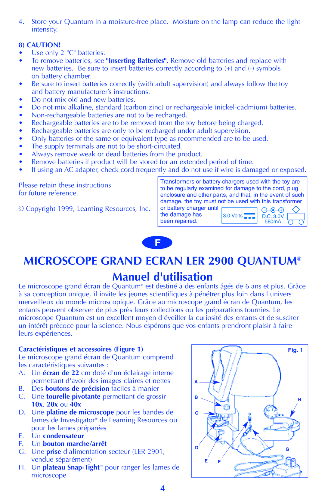 Quantum manual Microscope Grand Ecran LER 2900 Quantum, Manuel dutilisation, Caractéristiques et accessoires Figure 