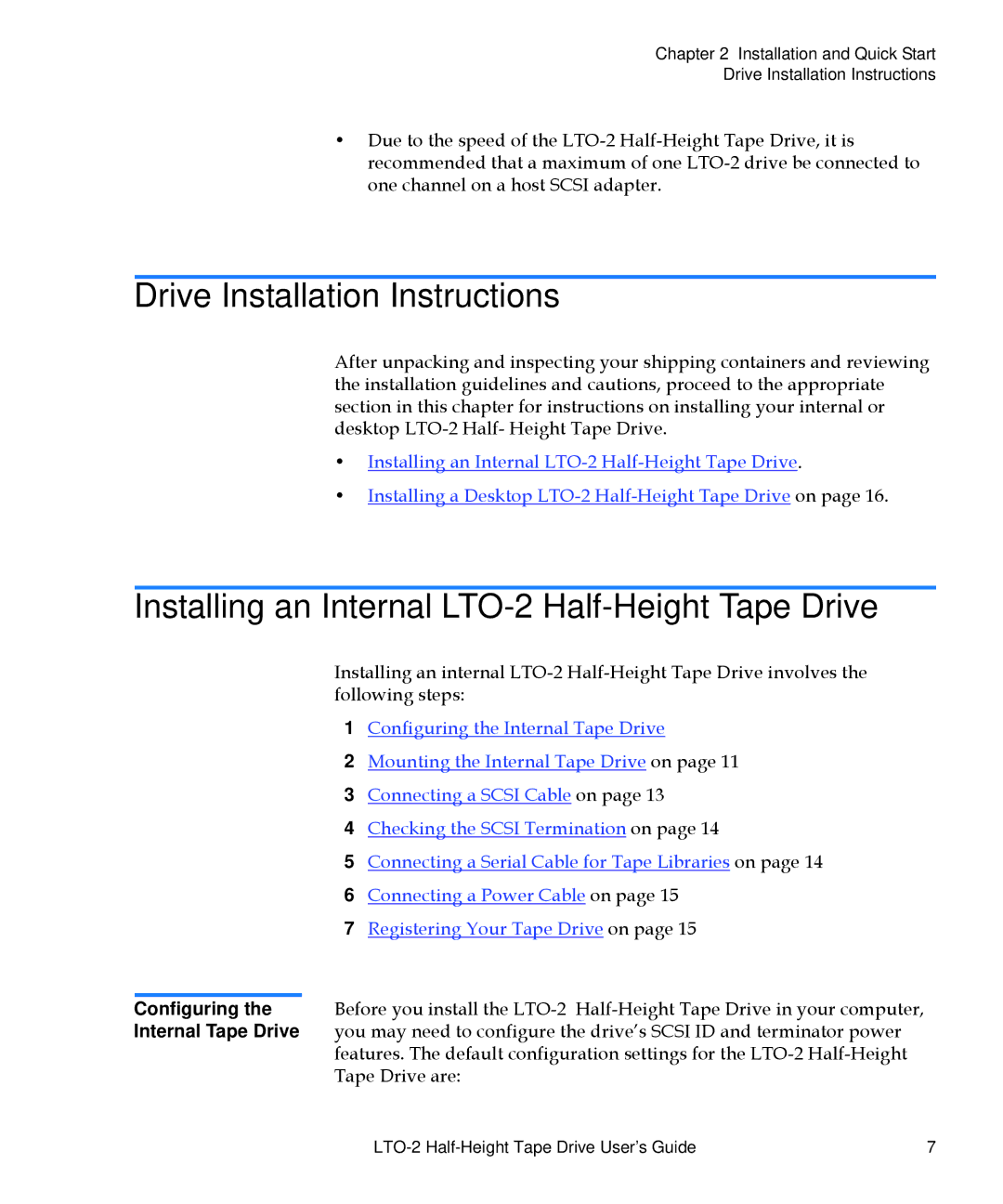 Quantum manual Drive Installation Instructions, Installing an Internal LTO-2 Half-Height Tape Drive 