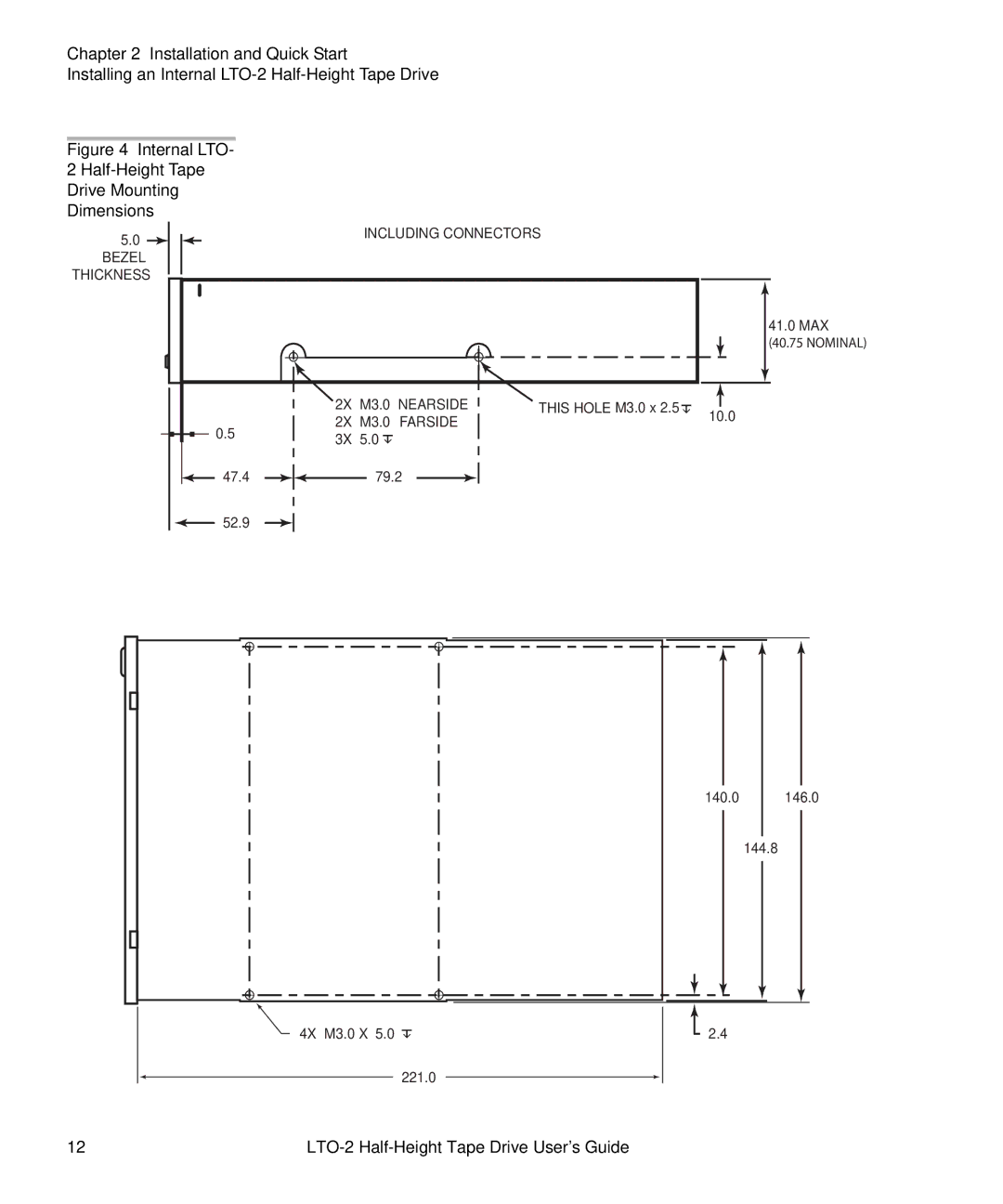 Quantum LTO-2 manual Internal LTO Half-Height Tape Drive Mounting Dimensions 