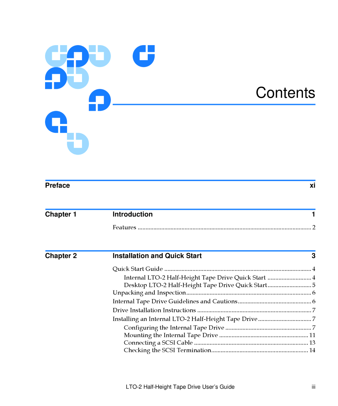 Quantum LTO-2 manual Contents 