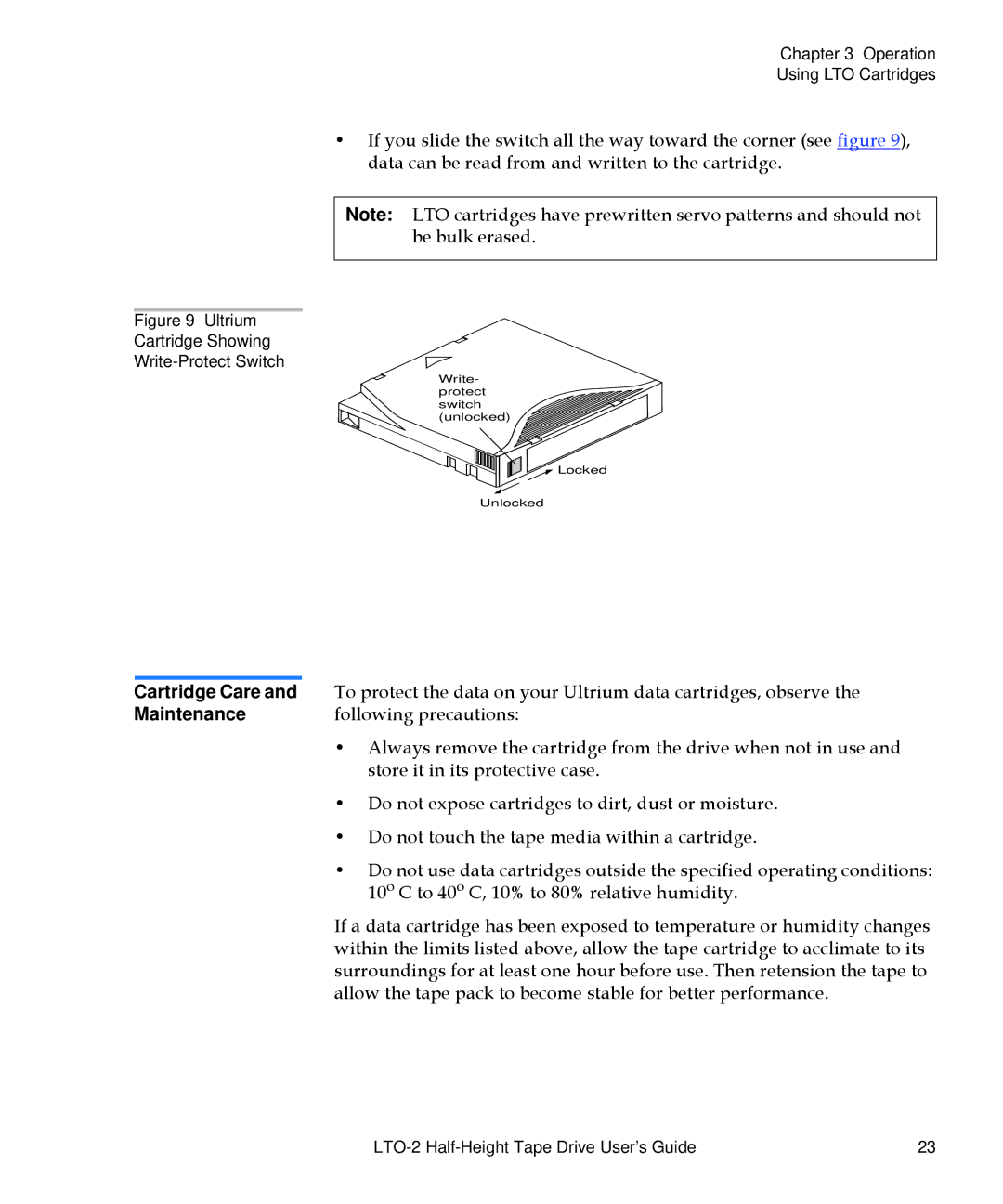 Quantum LTO-2 manual Cartridge Care, Maintenance 