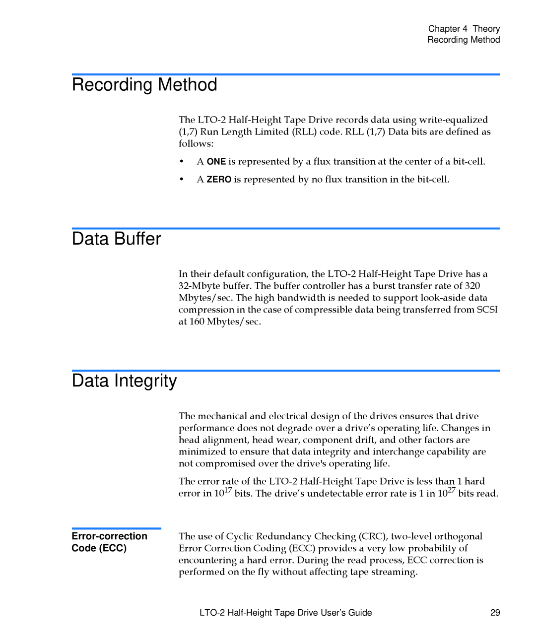 Quantum LTO-2 manual Recording Method, Data Buffer, Data Integrity 