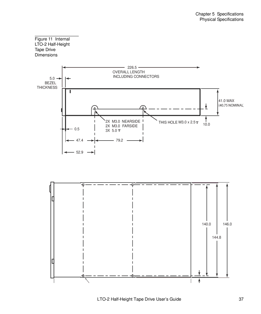 Quantum manual Internal LTO-2 Half-Height Tape Drive Dimensions 