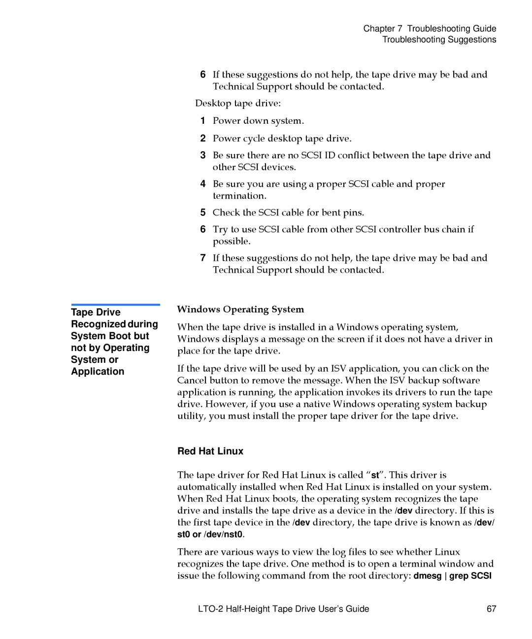 Quantum LTO-2 manual Windows Operating System, Red Hat Linux 