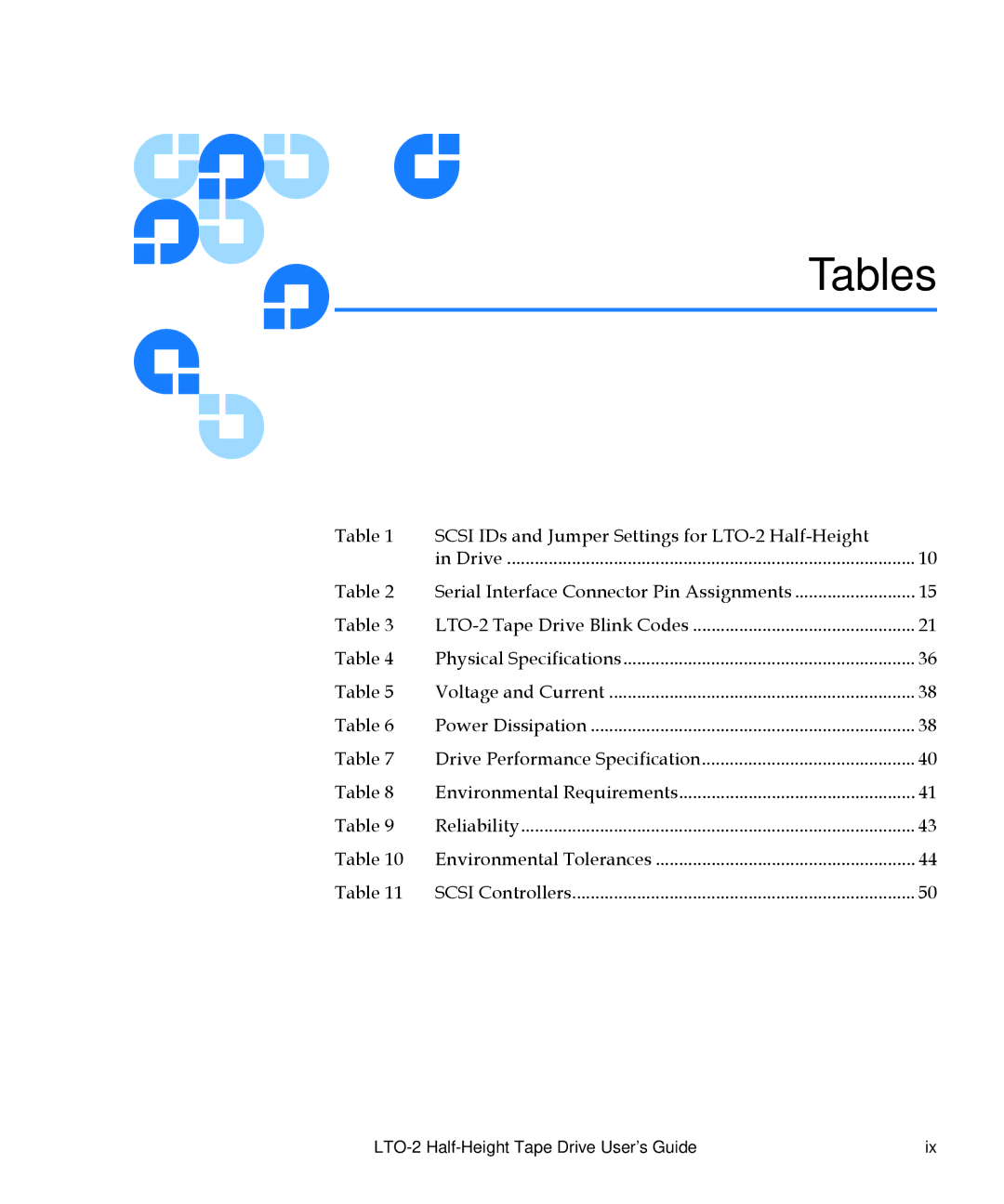 Quantum LTO-2 manual Tables 