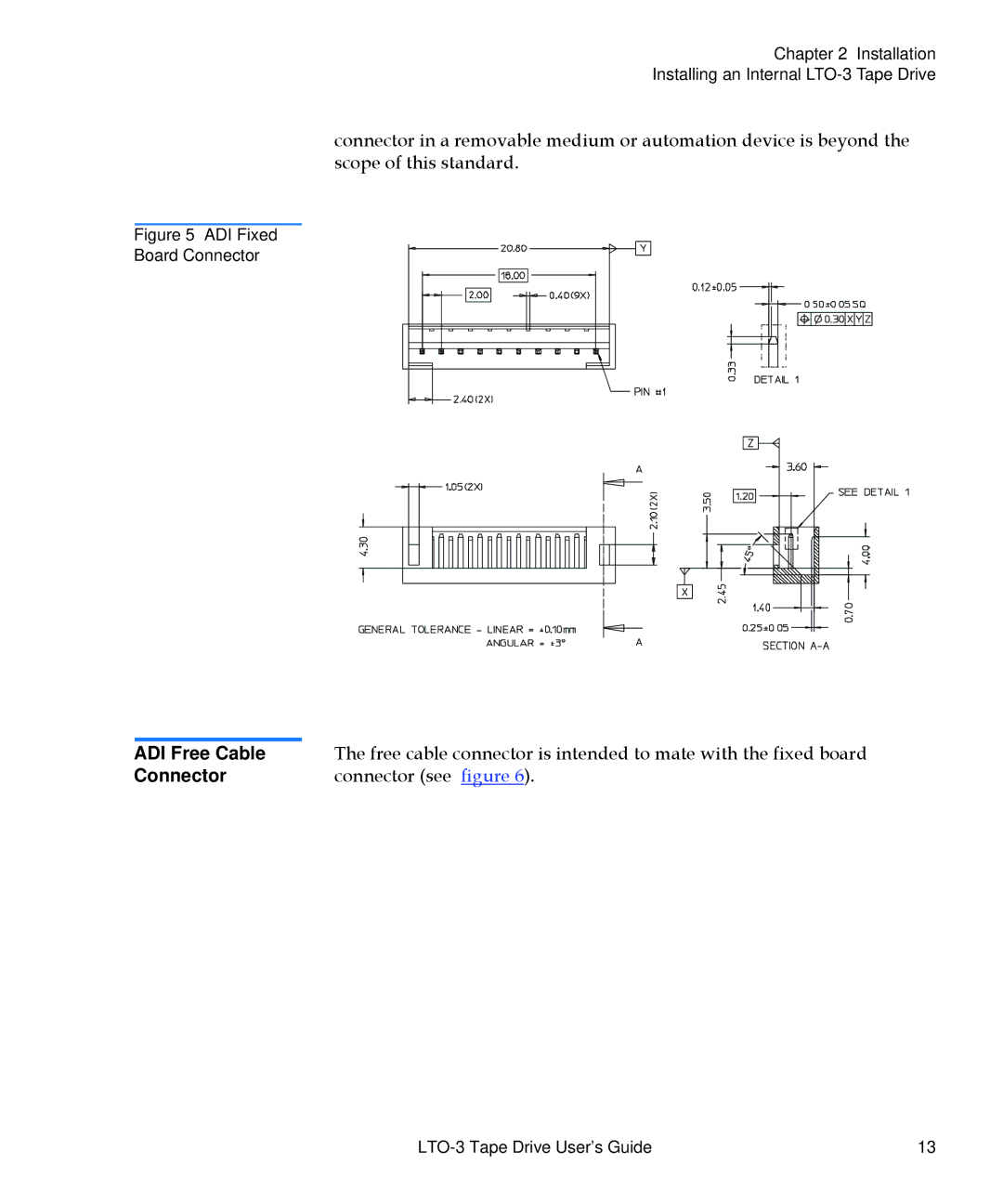 Quantum LTO-3 manual ADI Free Cable, Connector 