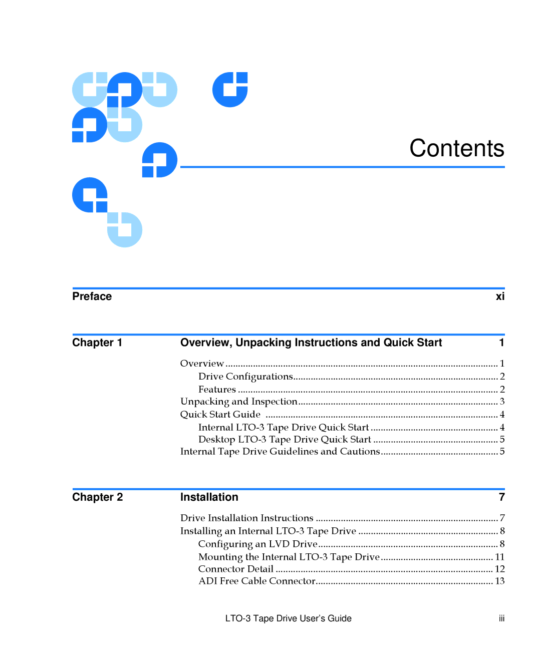 Quantum LTO-3 manual Contents 