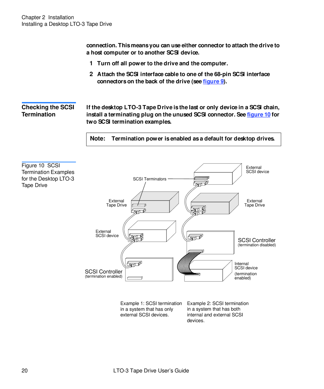 Quantum manual Scsi Termination Examples for the Desktop LTO-3 Tape Drive 