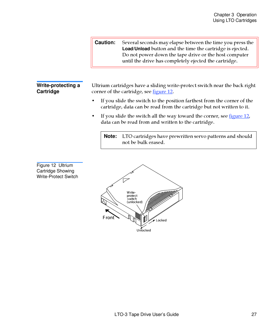 Quantum LTO-3 manual Write-protecting a Cartridge 