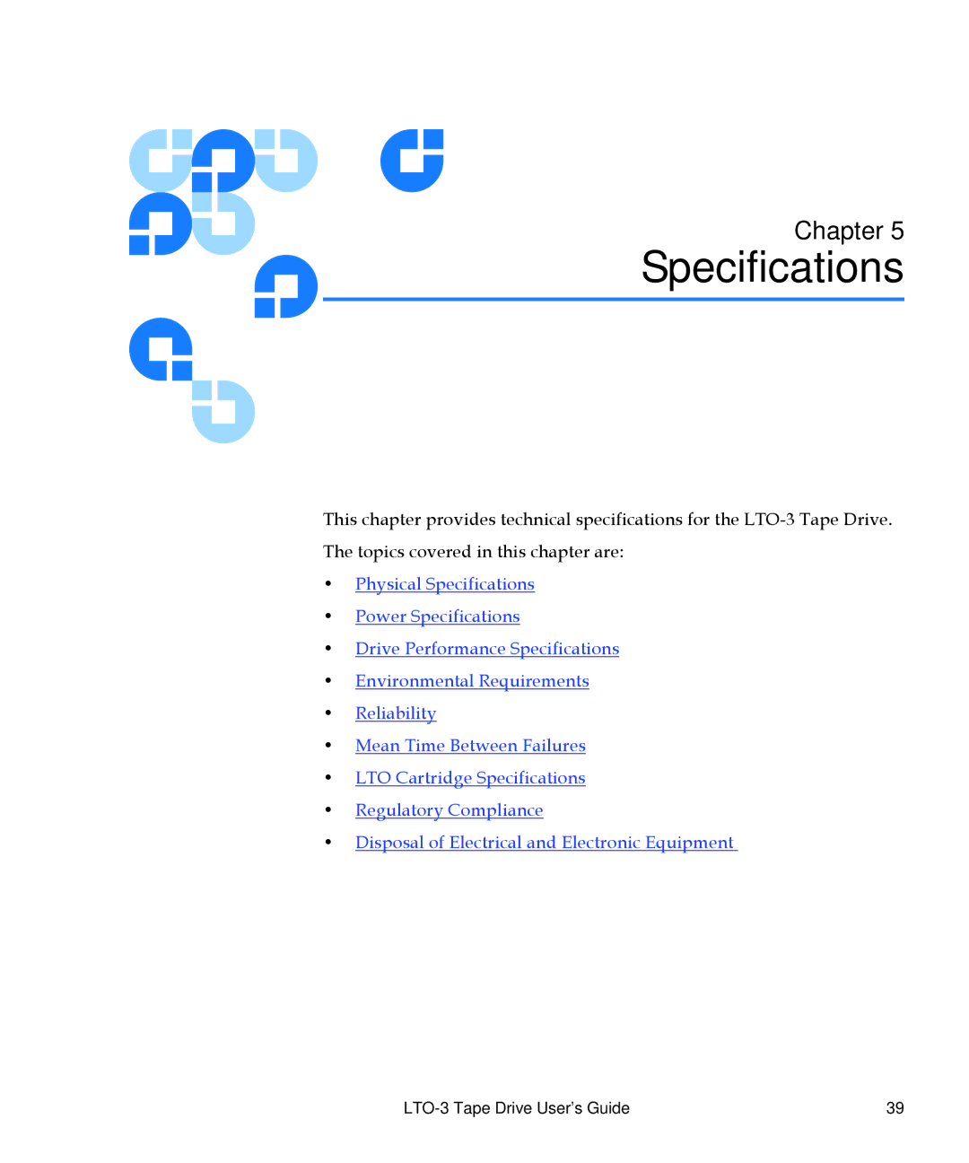 Quantum LTO-3 manual 5Specifications 