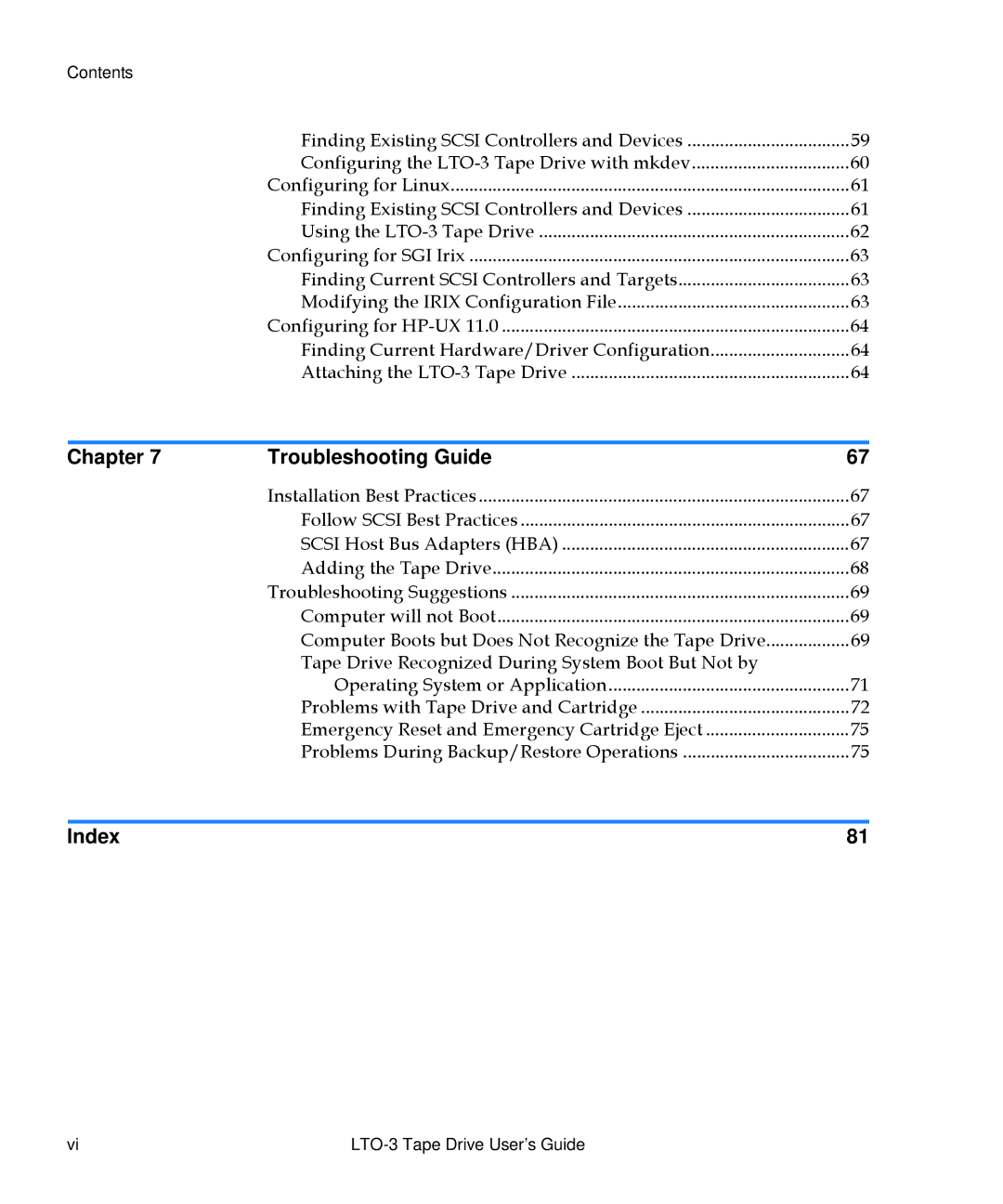 Quantum LTO-3 manual Chapter Troubleshooting Guide 