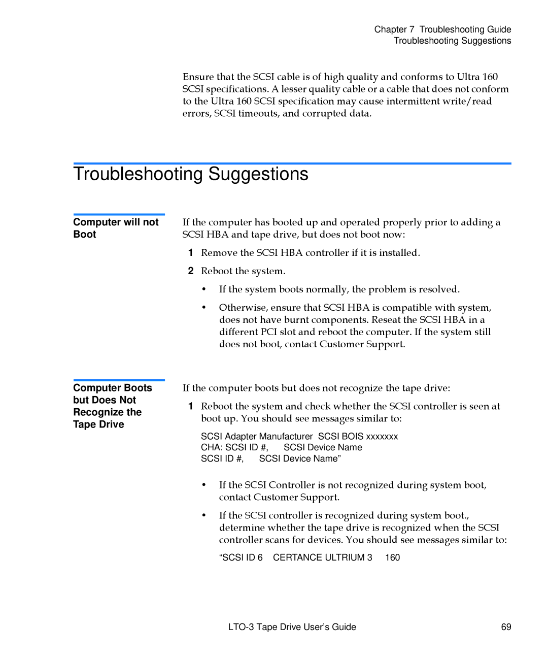 Quantum LTO-3 manual Troubleshooting Suggestions 