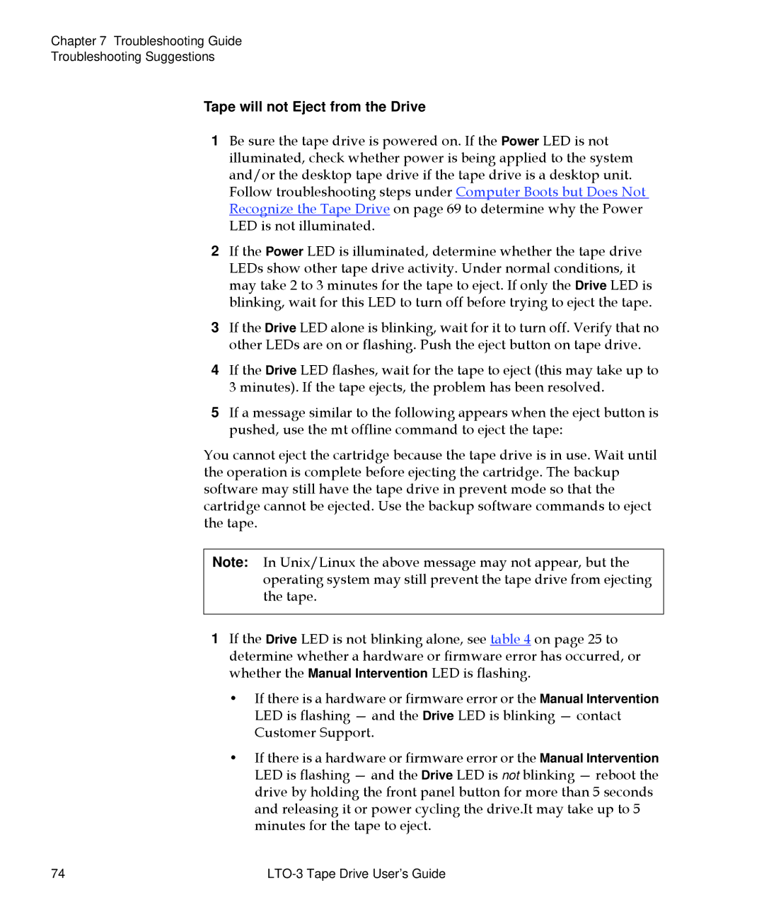 Quantum LTO-3 manual Tape will not Eject from the Drive 