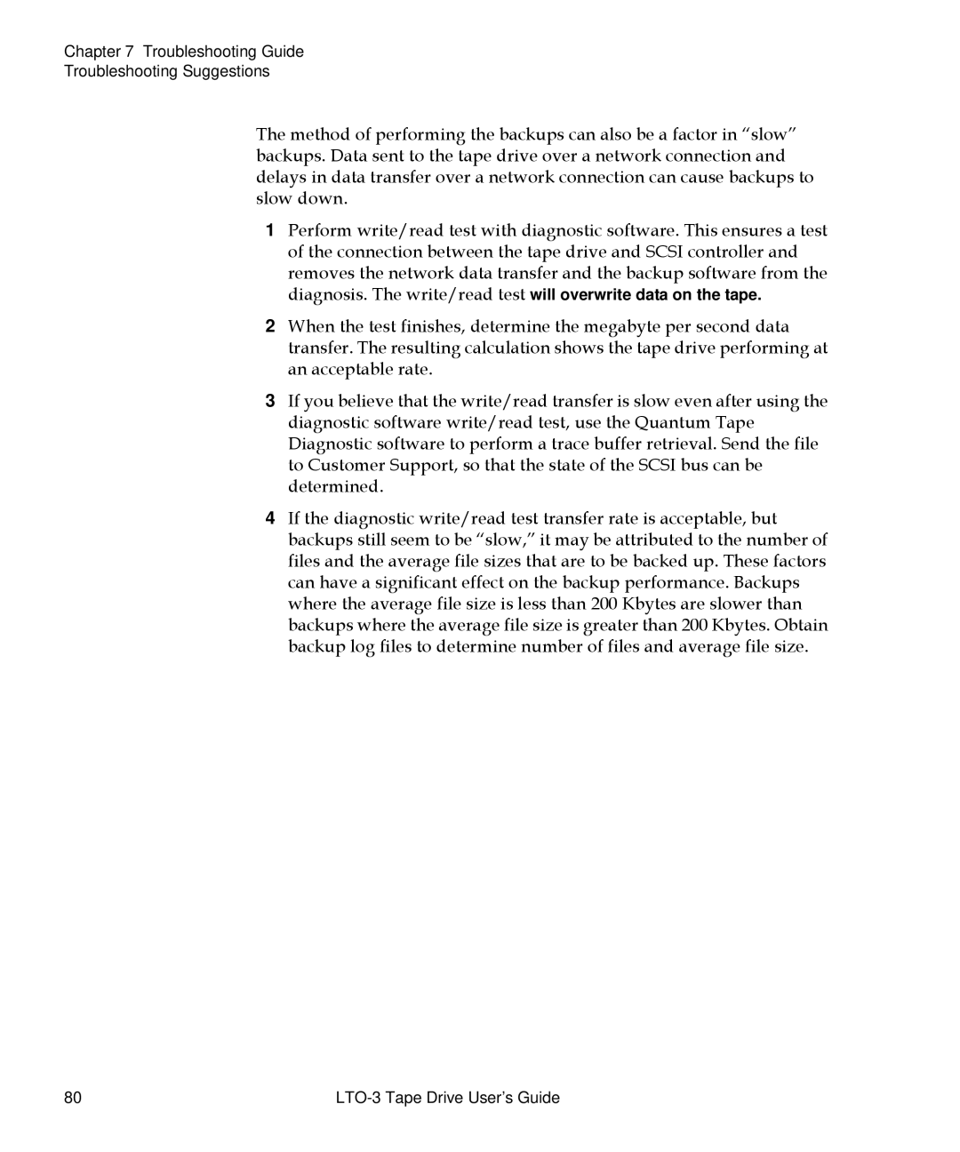 Quantum LTO-3 manual Troubleshooting Guide Troubleshooting Suggestions 